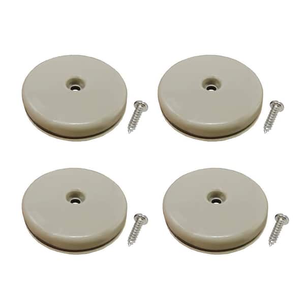 Shepherd 2 in. Beige Plastic Round Self-Adhesive or Screw-On Furniture Glides for Floor Protection (4-Pack)