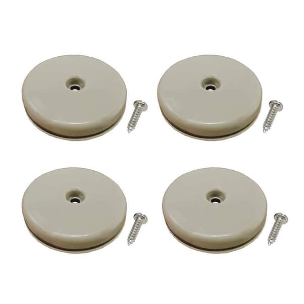 2 in. Beige Plastic Round Self-Adhesive or Screw-On Furniture Glides for Floor Protection (4-Pack)