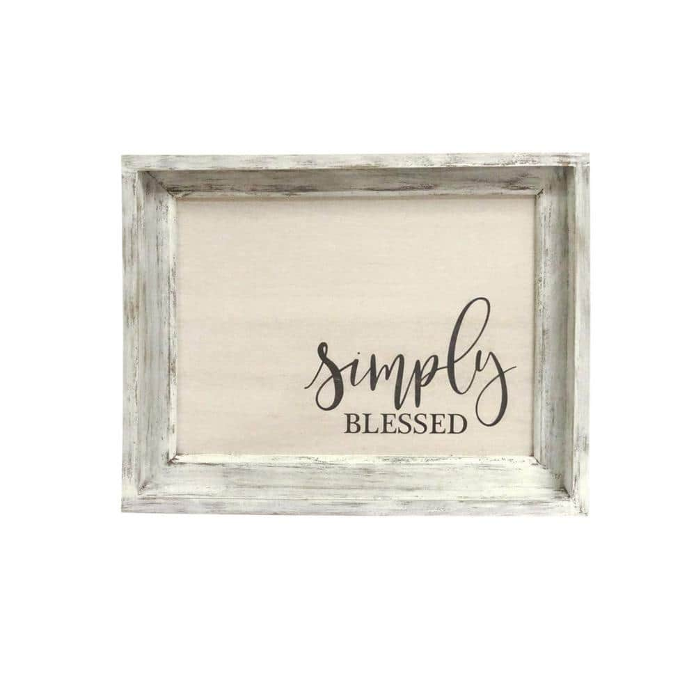 PARISLOFT Simply Blessed Whitewashed Wood Wall Decorative Sign PL1813 ...