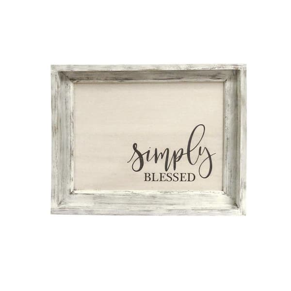 PARISLOFT Simply Blessed Whitewashed Wood Wall Decorative Sign