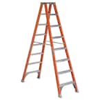 8 ft. Fiberglass Twin Step Ladder with 300 lbs. Load Capacity Type IA Duty Rating