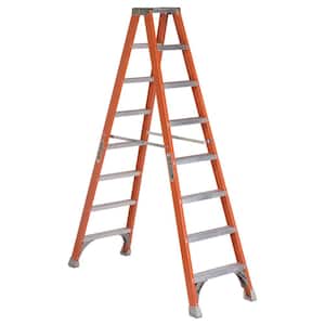 8 ft. Fiberglass Twin Step Ladder with 300 lbs. Load Capacity Type IA Duty Rating