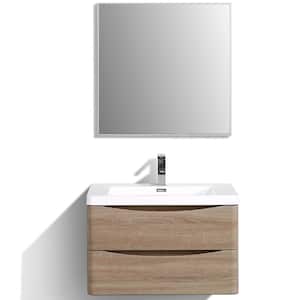 Smile 30 in. W x 18 in. D x 18 in. H Single Bath Vanity in White Oak with White Acrylic Top with Integrated White Sink