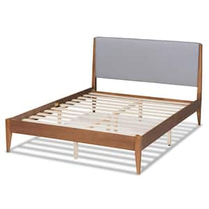 Lenora Grey and Walnut Brown King Platform Bed