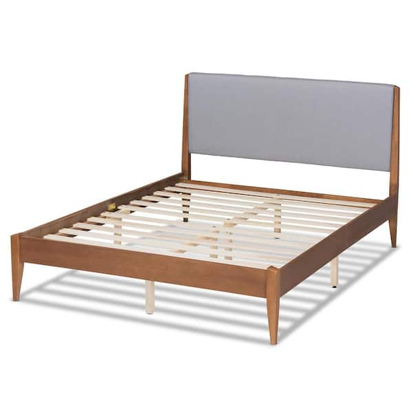 Baxton Studio Lenora Grey and Walnut Brown King Platform Bed 197