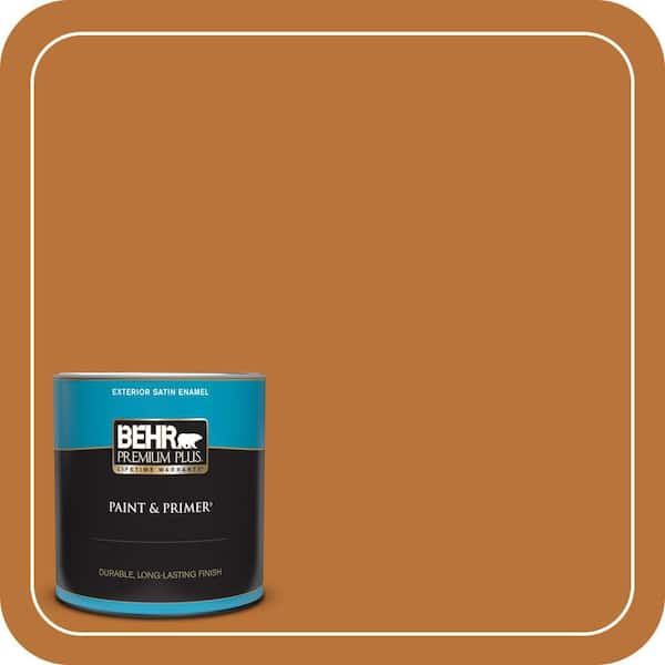 BEHR PREMIUM PLUS 1 qt. #S-H-280 Acorn Spice Satin Enamel Exterior Paint & Primer