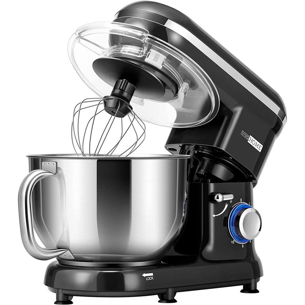 VIVOHOME 660-Watt 6 Qt. 10- Speed Black Tilt-Head Kitchen Stand Mixer with  Beater, Dough Hook and Wire Whip X002DW09A5 - The Home Depot