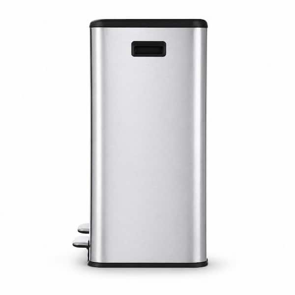 Home Zone Living 16 Gal. Silver Stainless Steel Dual Recycling