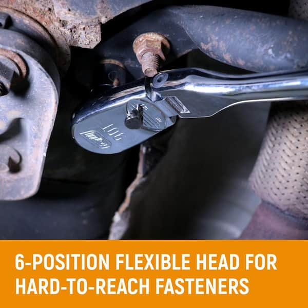 1/4 in., 3/8 in. and 1/2 in. Drive 90-Tooth Dual Material Fixed and Flex-Head Ratchet Set (7-Piece)