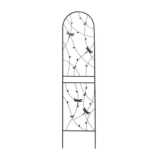 maocao hoom 2-Pack Metal Garden Trellis 86.7 x 19.7 in. Rustproof Trellis for Climbing Plants Outdoor Flower Support Dragonfly Deco