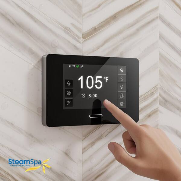Black Series 6kW Steam Bath Generator with Wireless Bluetooth/Wifi Operation and Auto Drain in Polished Chrome