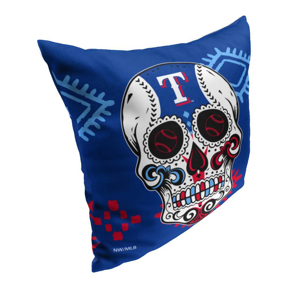 Texas Rangers Blue Polyester Candy Skull Throw Pillow