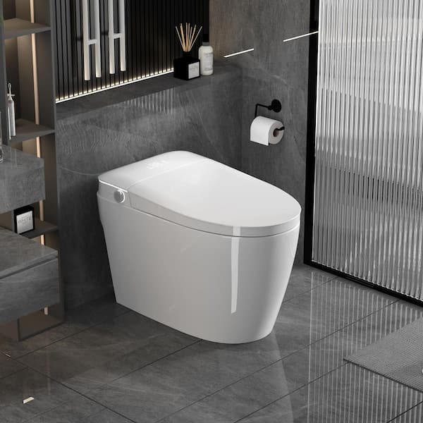 1.32 GPF Elongated Bidet Toilet in White with Auto Open and Close, Heated Seat, Concealed Trapway and Feminine Wash
