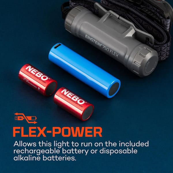NEBO Einstein 750 Lumens Rechargeable Battery Flex Fuel LED