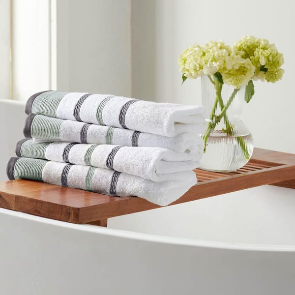 Eucalyptus / Grey Premium Cotton 4-Pack Decorative Hand Towel Set