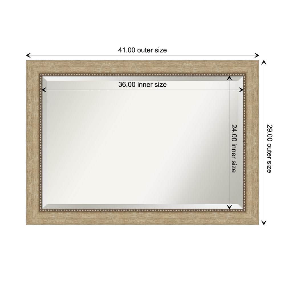 Astor Champagne Beveled Rectangular Wall Mirror 41 x 29 in