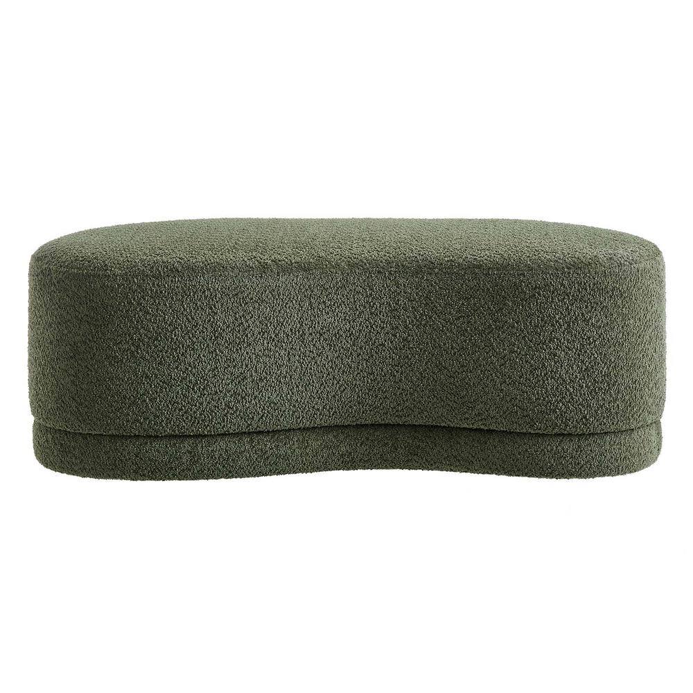 Nimbus Sage Green Chenille Curved Cocktail Ottoman Bench