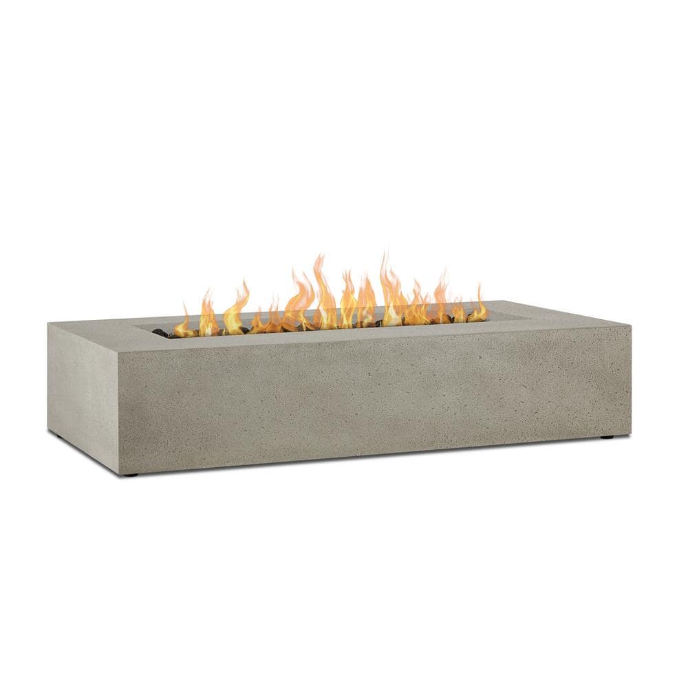 Gray Rectangular Glass Fiber Reinforced Concrete Gas Fire Pit Table