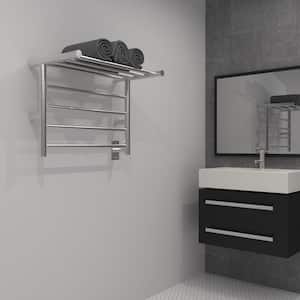 Radiant Shelf 8-Bar Plug-in with Hardwire kit Electric Towel Warmer in Brushed Stainless Steel
