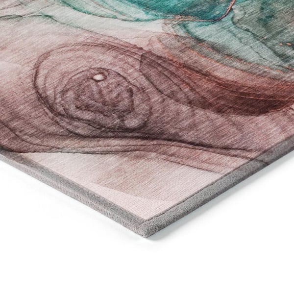 Chantille ACN513 Burgundy 8 ft. x 8 ft. Round Machine Washable Indoor/Outdoor Geometric Area Rug