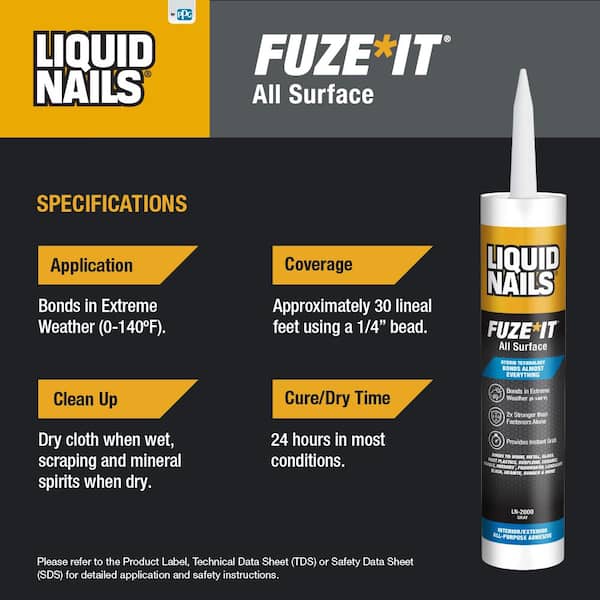 Liquid Nails Fuze It 9 oz. Gray All Surface Construction Adhesive (12-Pack)  LN-2000 CP - The Home Depot