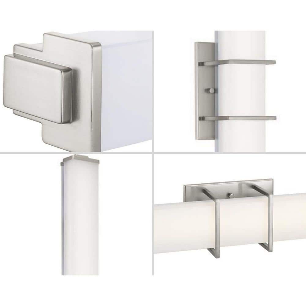 Brushed Nickel LED Linear Bath Fixture with Acrylic Shade