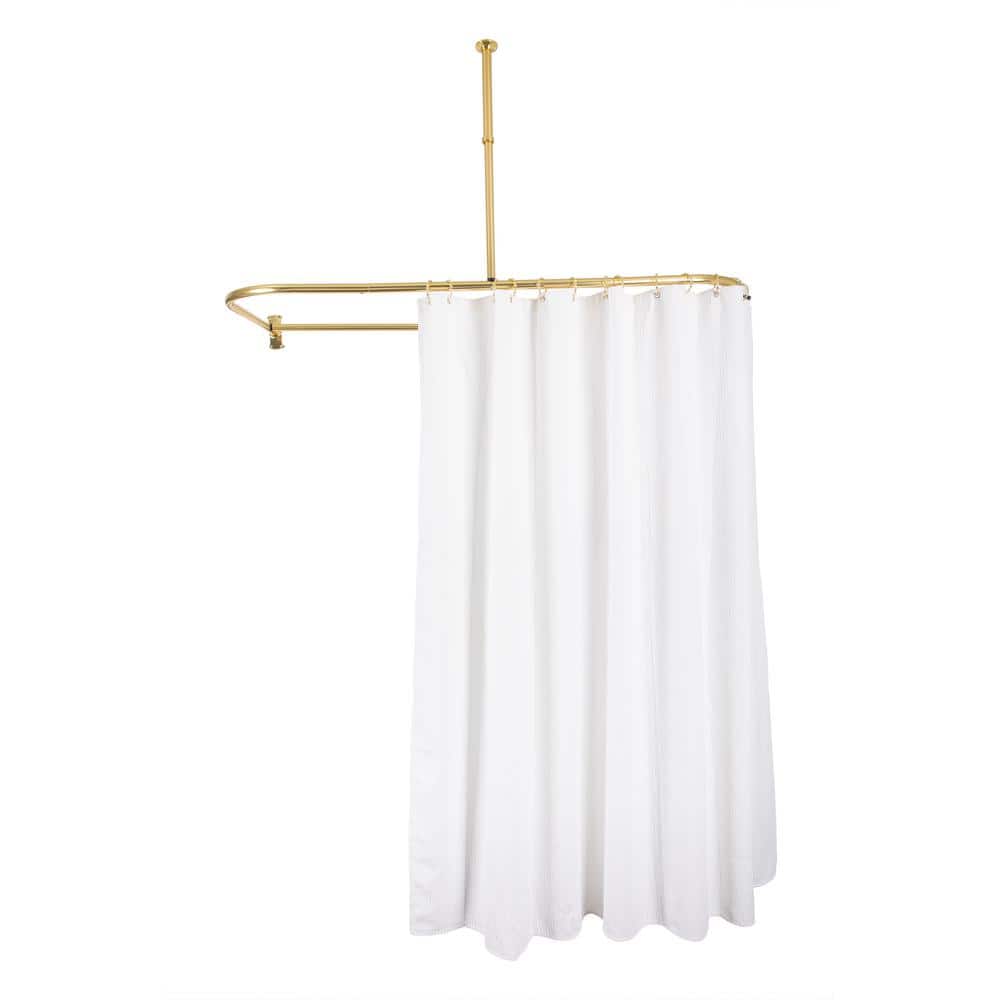 Gold Polished Aluminum D-Shaped Ceiling Mounted Shower Curtain Rod