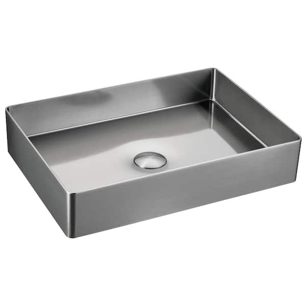 Karran CCV600 23-5/8 in . Stainless Steel Vessel Bathroom Sink in Gray Stainless Steel