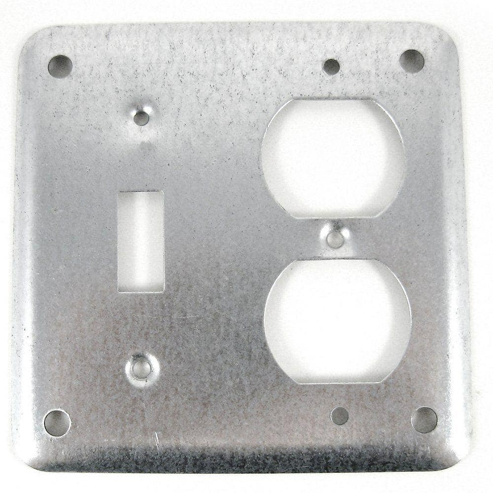 Steel City 2-Gang 4 in. Metallic Square Toggle Switch/Duplex Box Cover  471-25R - The Home Depot