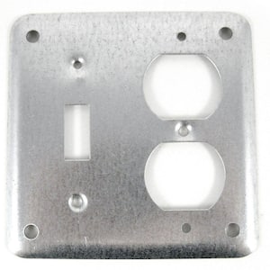 2-Gang 4 in. Metallic Square Toggle Switch/Duplex Box Cover