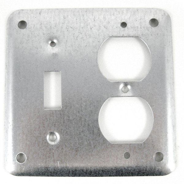 2-Gang 4 in. Metallic Square Toggle Switch/Duplex Box Cover (471-25R)