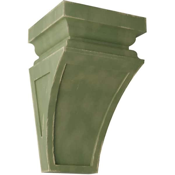 Ekena Millwork 5 in. x 10 in. x 5-3/4 in. Restoration Green Medium Nevio Wood Vintage Decor Corbel