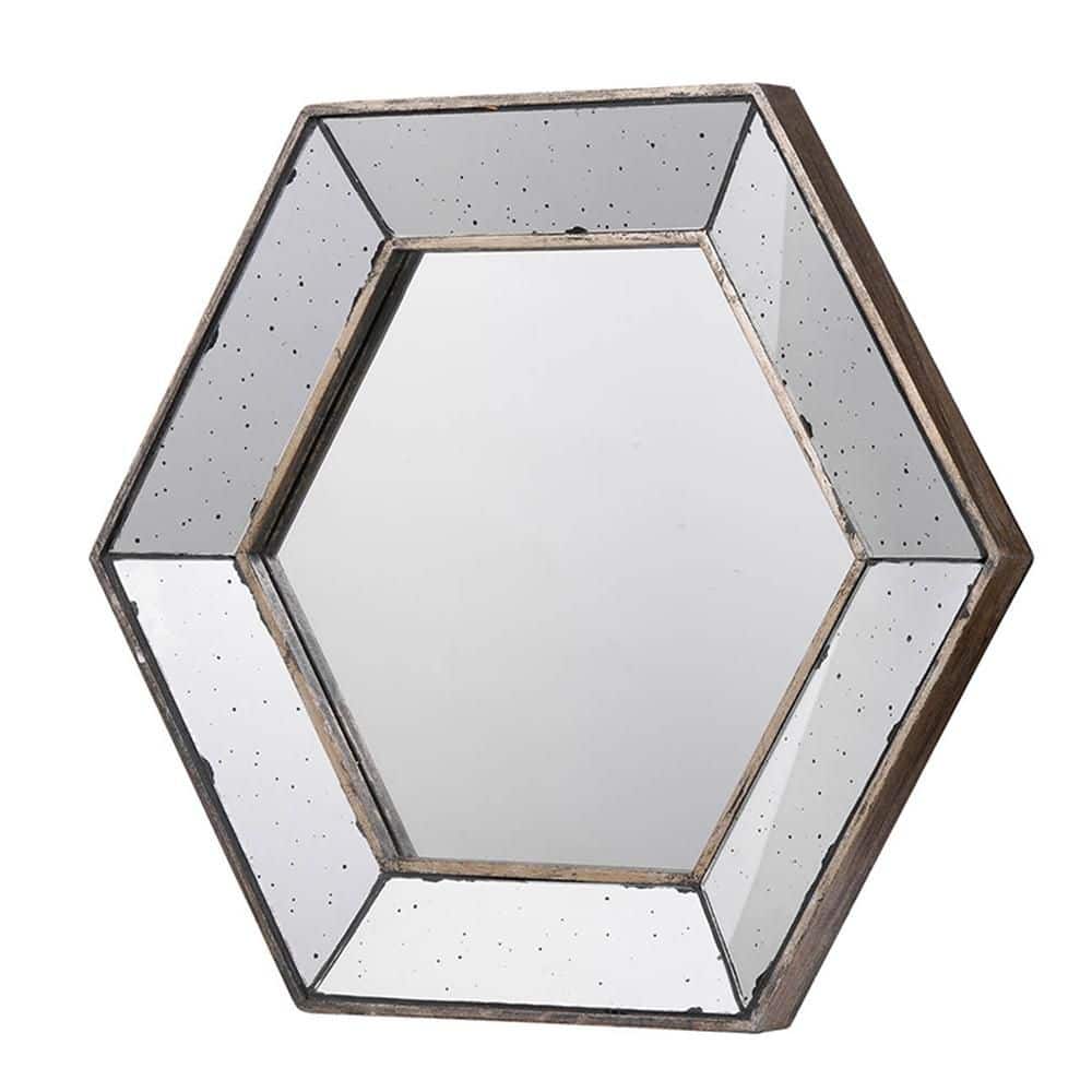 Silver 21 in. W x 18 in. H Art Deco Octagon MDF Framed Mirror Wall Mirror W