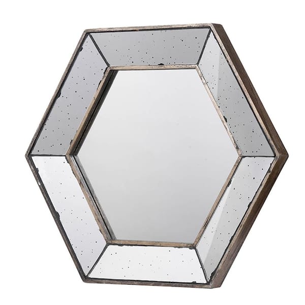 Unbranded Silver 21 in. W x 18 in. H Art Deco Octagon MDF Framed Mirror Wall Mirror Wall Decor Mirror