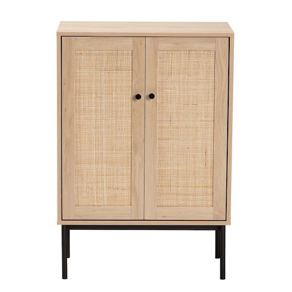 Baxton Studio Sherwin Light Brown and Black 2 Door Storage Cabinet