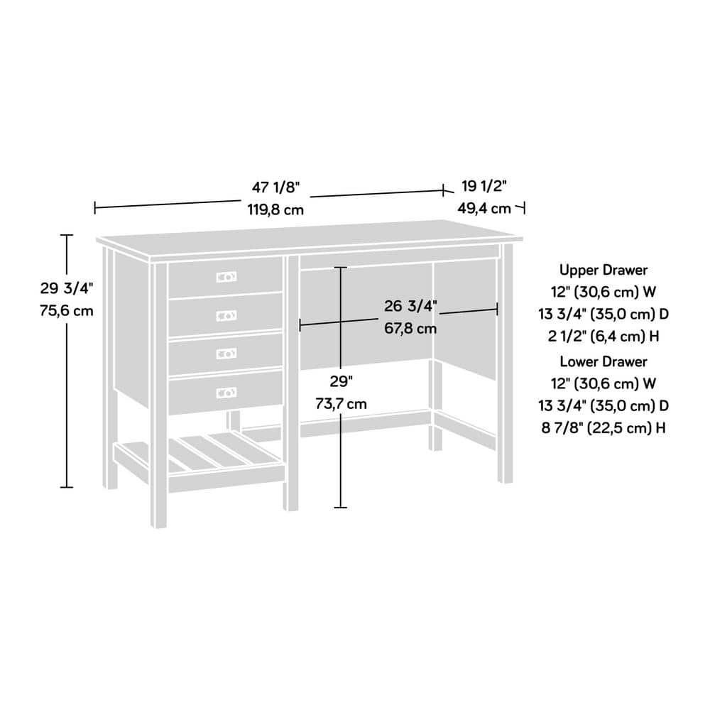 Mystic Oak Coastal Desk with Letter-Size File Drawer and Storage Shelf