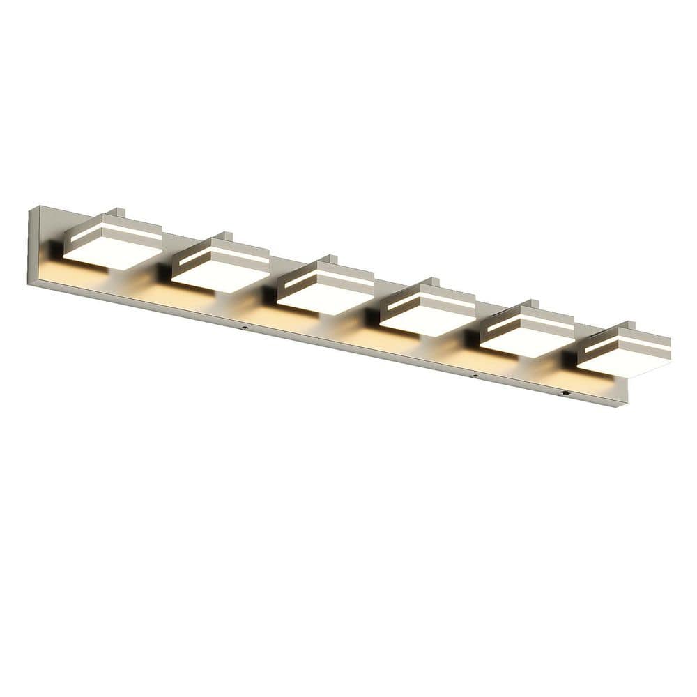 41 in. 6-Light Brushed Nickel Modern LED Bathroom Vanity Light, Dimmable 5-Color Temperature price history on PriceWatchPro