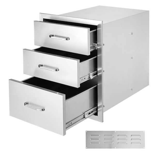 SKYSHALO Outdoor Kitchen Drawers 14 in ., Flush Mount Double