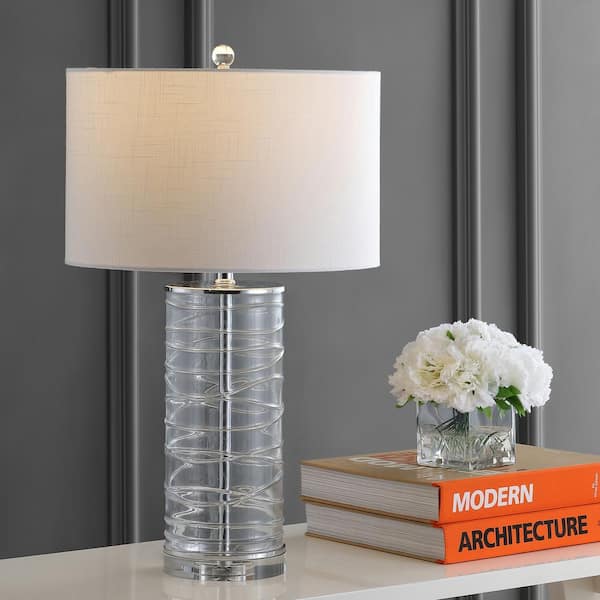 Jonathan Y Cole 27 5 In Modern Fused Glass Cylinder Led Table Lamp Clear Set Of 2 Jyl4016b Set2 The Home Depot<script async src=