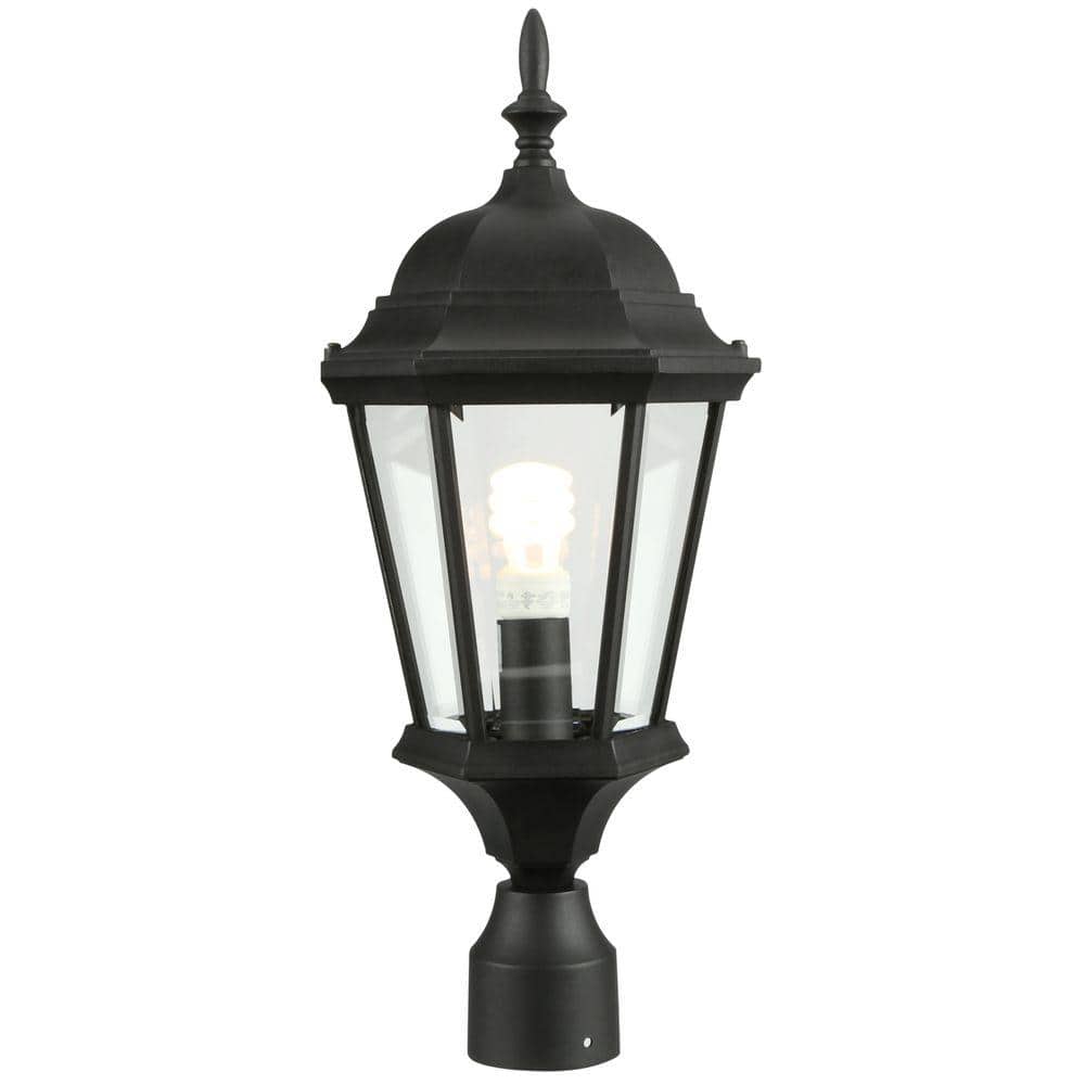Welbourne Collection 1-Light Textured Black Clear Beveled Glass Traditional