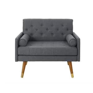 Eugene Mid-Century Modern Tufted Dark Gray Fabric Club Chair