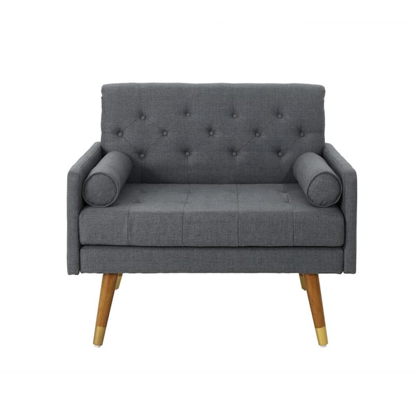 Noble House Eugene Mid-Century Modern Tufted Dark Gray Fabric Club Chair