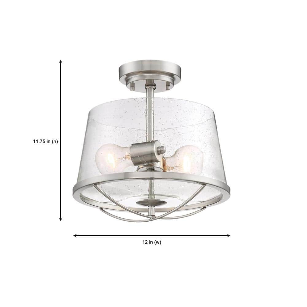 Darby Satin Platinum Glass Semi-Flush Mount Ceiling Light