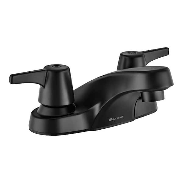 Glacier Bay Aragon 4 in. Centerset Double-Handle Bathroom Faucet Less Pop-Up Drain in Matte Black