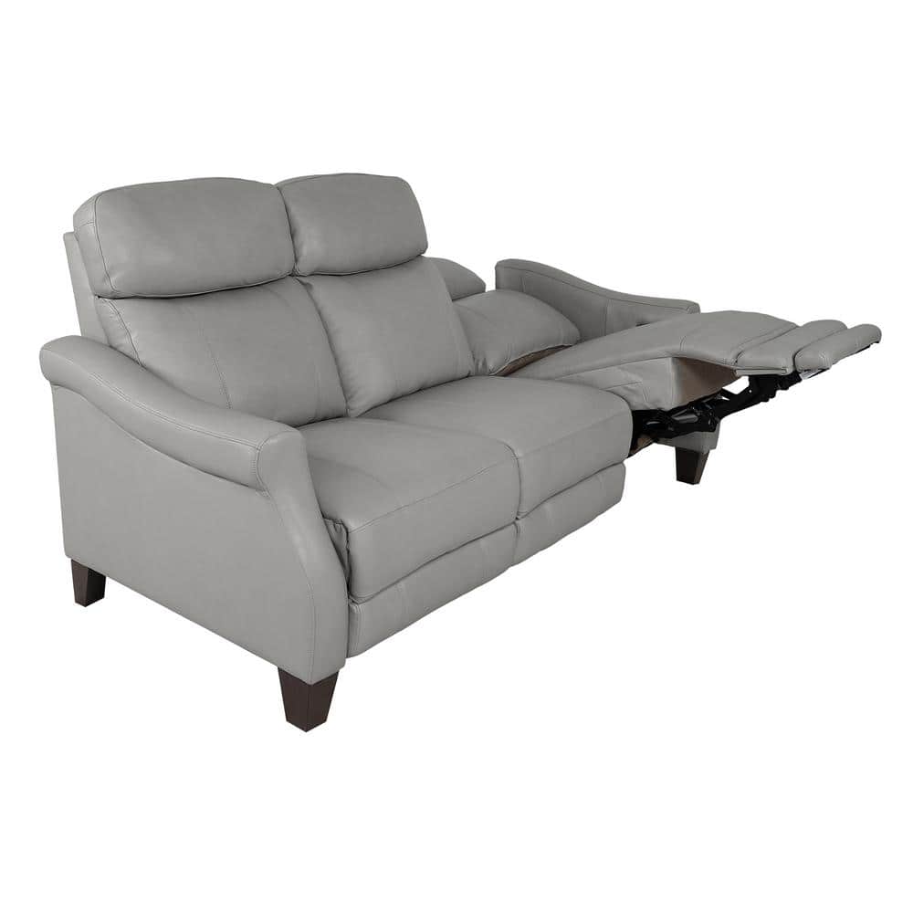 Felicity 84" Silver Faux Leather Reclining Sofa with USB Ports