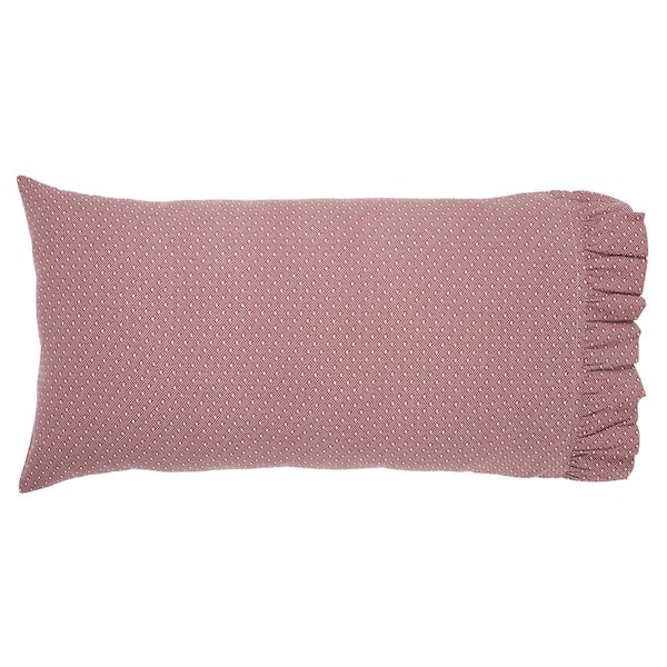 Pip Vinestar Burgundy Tan Primitive Ditsy Star Cotton King Pillowcase Set of 2