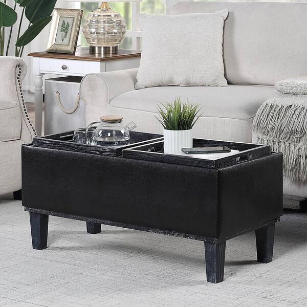 Storage ottoman with reversible tray deals top