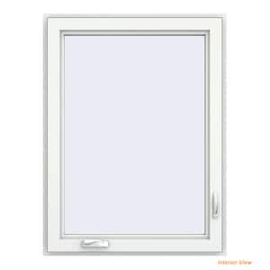 36 in. x 48 in. V-4500 Series Bronze Exterior/White Interior FiniShield Vinyl Right-Handed Casement Window w/Mesh Screen