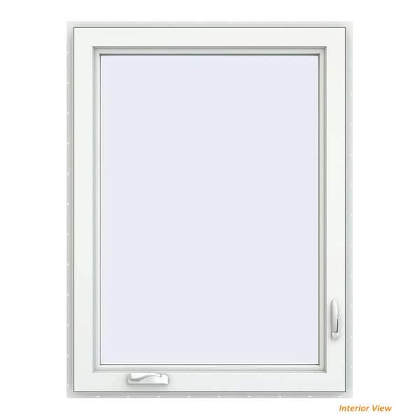 36 in. x 48 in. V-4500 Series Bronze Exterior/White Interior FiniShield Vinyl Right-Handed Casement Window w/Mesh Screen