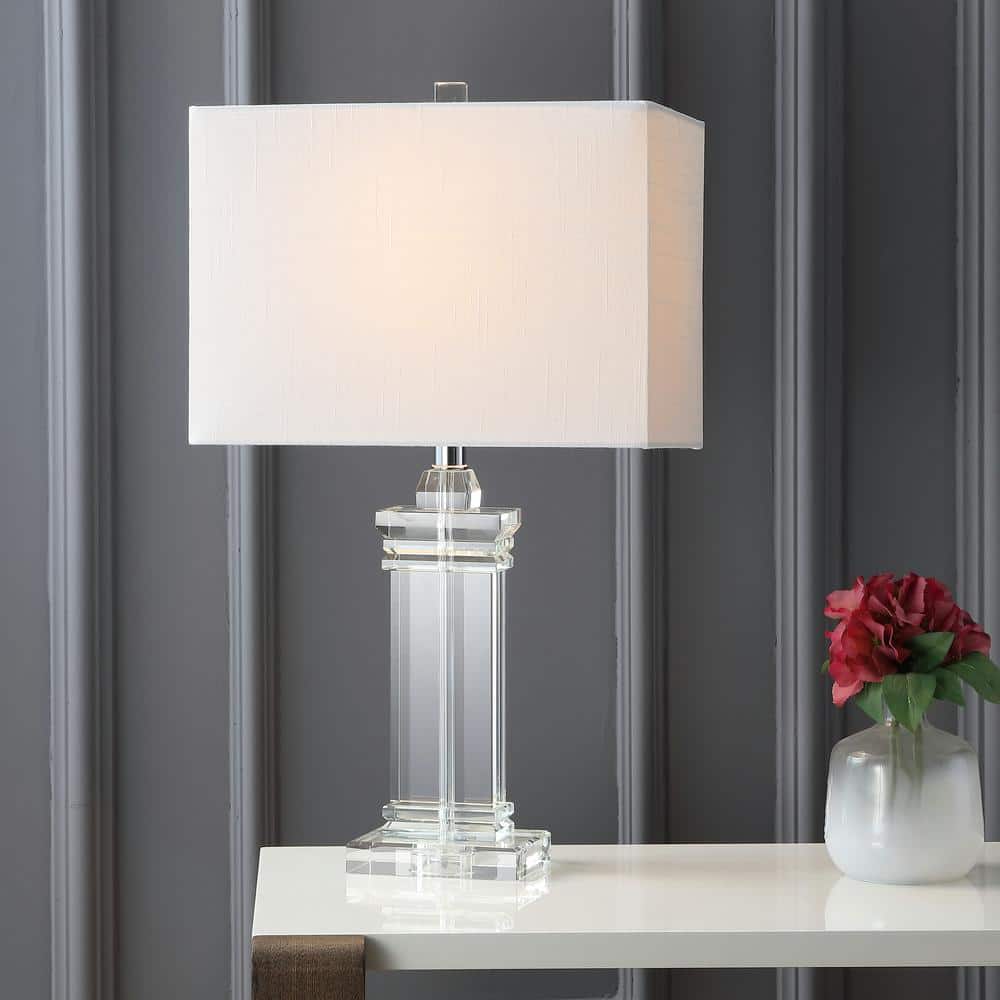 Ophelia 24.5" Crystal Table Lamp with White Cotton Shade